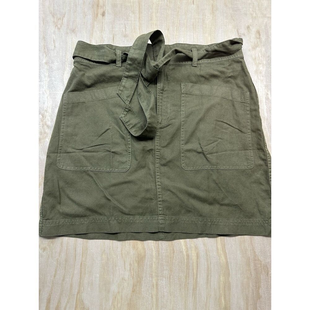 Faherty Women’s Arlie Tie Waisted Skirt Green Linen Blend Size‎ 12 Mini